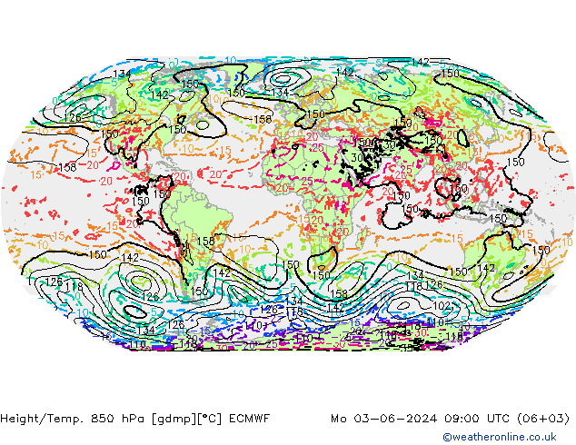 Height/Temp. 850 hPa ECMWF Mo 03.06.2024 09 UTC