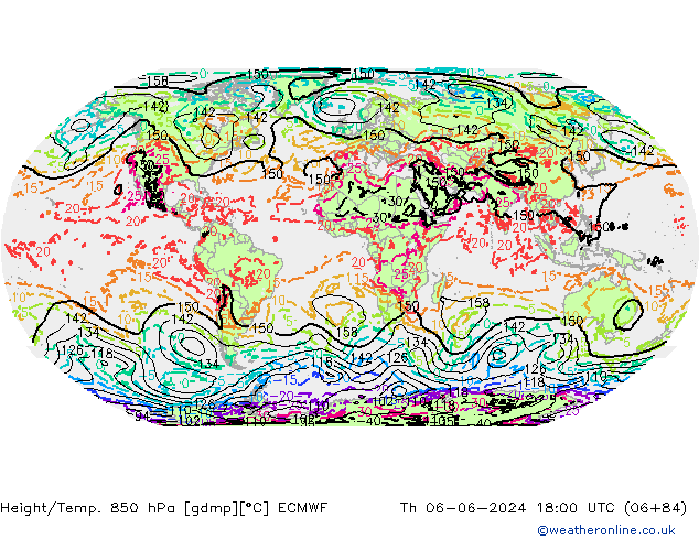 Height/Temp. 850 гПа ECMWF чт 06.06.2024 18 UTC