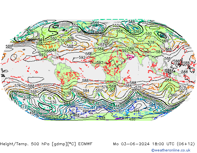 Z500/Rain (+SLP)/Z850 ECMWF lun 03.06.2024 18 UTC