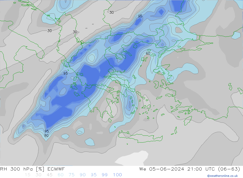 RH 300 hPa ECMWF We 05.06.2024 21 UTC