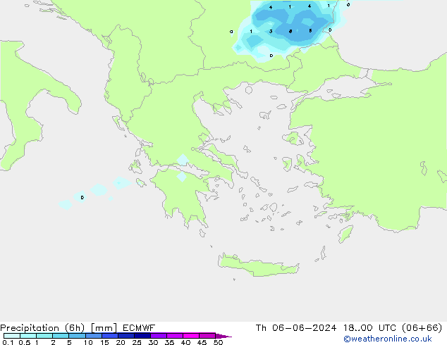 Precipitazione (6h) ECMWF gio 06.06.2024 00 UTC