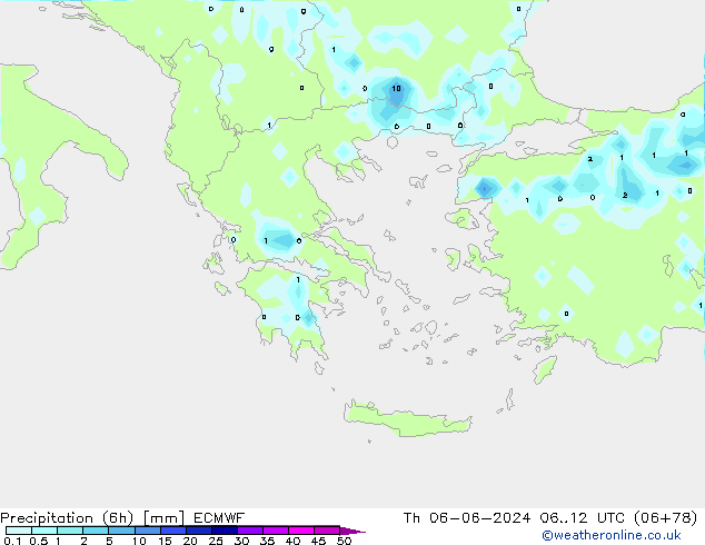 Yağış (6h) ECMWF Per 06.06.2024 12 UTC