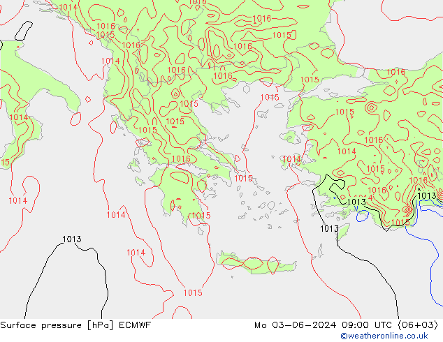 Surface pressure ECMWF Mo 03.06.2024 09 UTC