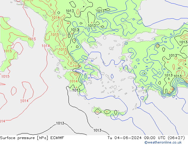 ciśnienie ECMWF wto. 04.06.2024 09 UTC