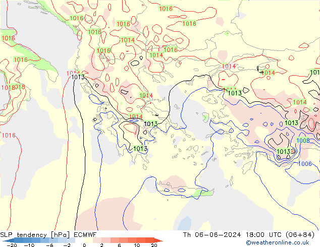 SLP tendency ECMWF Th 06.06.2024 18 UTC