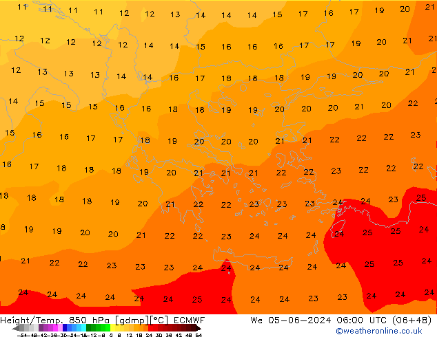 Z500/Rain (+SLP)/Z850 ECMWF Qua 05.06.2024 06 UTC