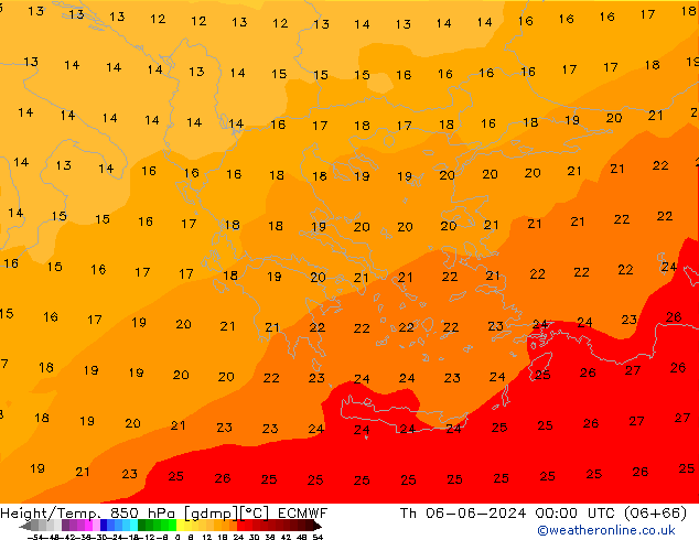 Z500/Rain (+SLP)/Z850 ECMWF jue 06.06.2024 00 UTC