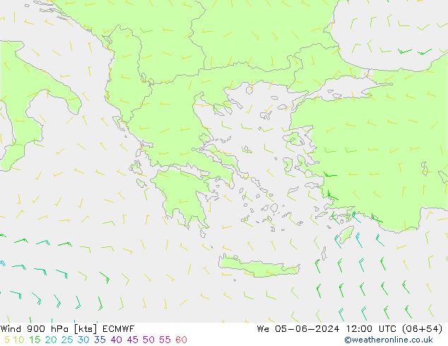 Wind 900 hPa ECMWF Mi 05.06.2024 12 UTC