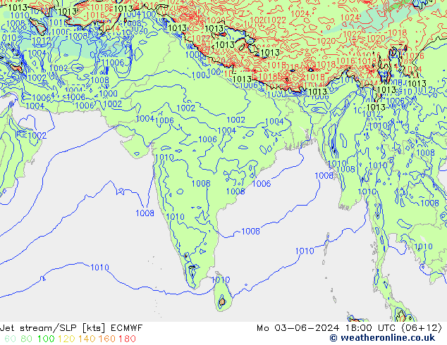 Jet stream/SLP ECMWF Po 03.06.2024 18 UTC