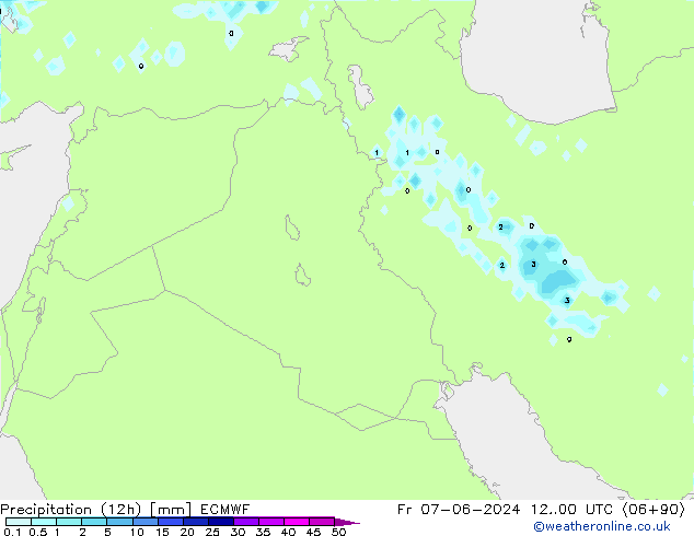 Precipitation (12h) ECMWF Pá 07.06.2024 00 UTC