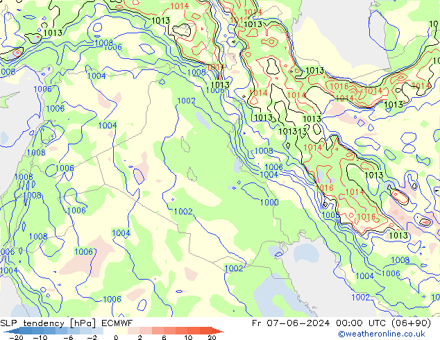 SLP tendency ECMWF Pá 07.06.2024 00 UTC