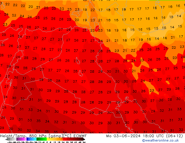 Z500/Rain (+SLP)/Z850 ECMWF lun 03.06.2024 18 UTC