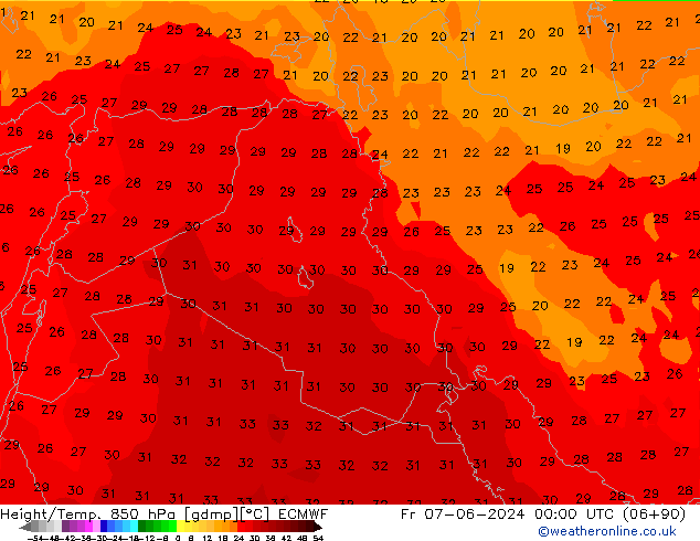 Yükseklik/Sıc. 850 hPa ECMWF Cu 07.06.2024 00 UTC