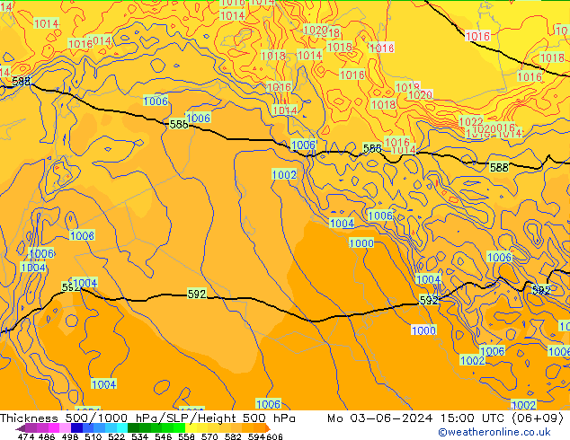 500-1000 hPa Kalınlığı ECMWF Pzt 03.06.2024 15 UTC