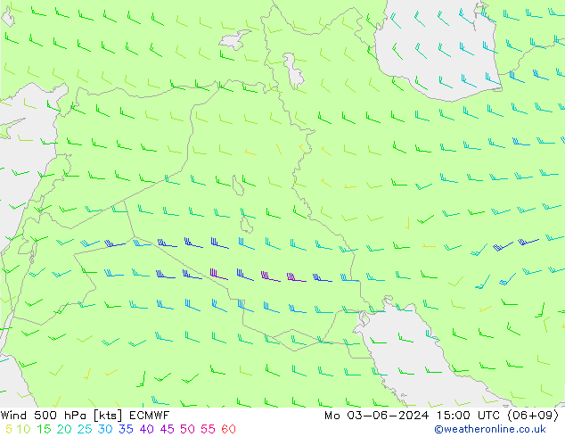 Wind 500 hPa ECMWF Mo 03.06.2024 15 UTC