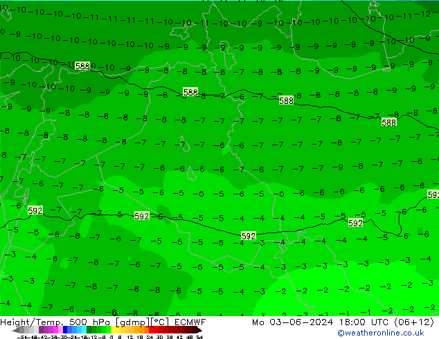 Z500/Rain (+SLP)/Z850 ECMWF lun 03.06.2024 18 UTC