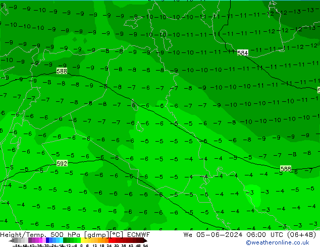 Z500/Rain (+SLP)/Z850 ECMWF mer 05.06.2024 06 UTC