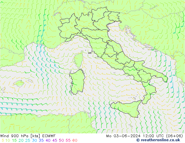 Viento 900 hPa ECMWF lun 03.06.2024 12 UTC