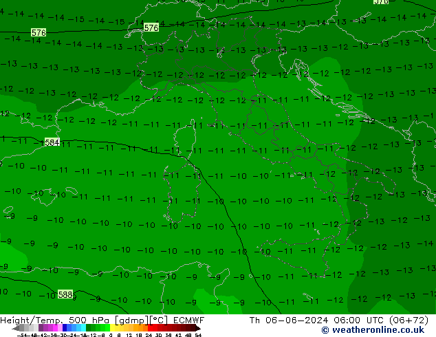 Z500/Rain (+SLP)/Z850 ECMWF  06.06.2024 06 UTC