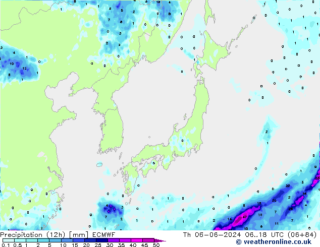 Nied. akkumuliert (12Std) ECMWF Do 06.06.2024 18 UTC