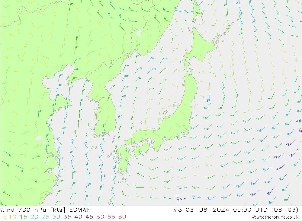 Wind 700 hPa ECMWF ma 03.06.2024 09 UTC