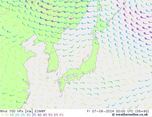 Wind 700 hPa ECMWF vr 07.06.2024 00 UTC