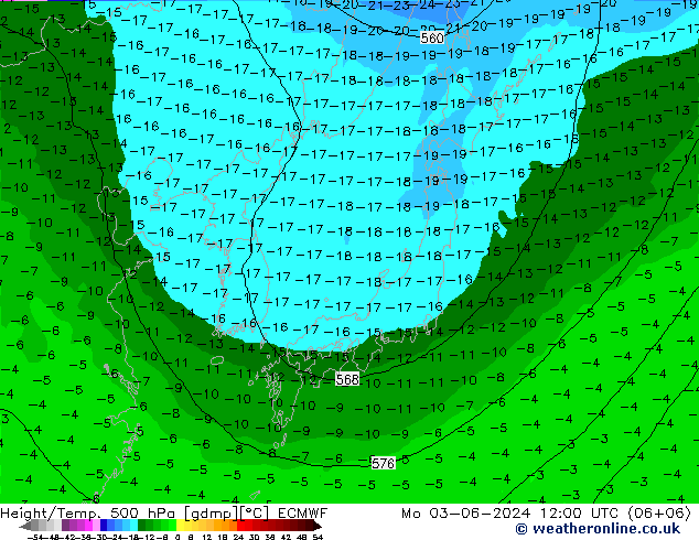 Z500/Rain (+SLP)/Z850 ECMWF Seg 03.06.2024 12 UTC