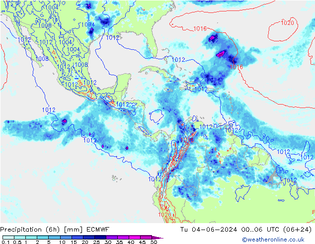 Z500/Yağmur (+YB)/Z850 ECMWF Sa 04.06.2024 06 UTC