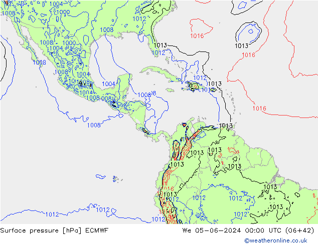 Presión superficial ECMWF mié 05.06.2024 00 UTC