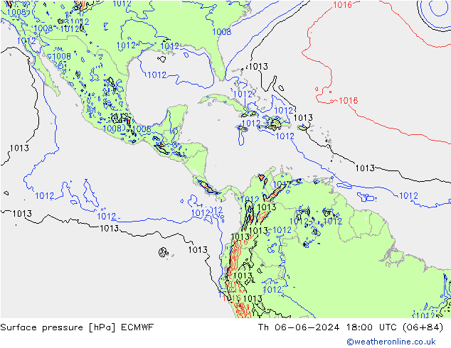 Surface pressure ECMWF Th 06.06.2024 18 UTC