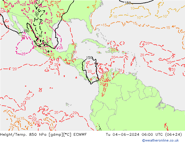 Z500/Yağmur (+YB)/Z850 ECMWF Sa 04.06.2024 06 UTC