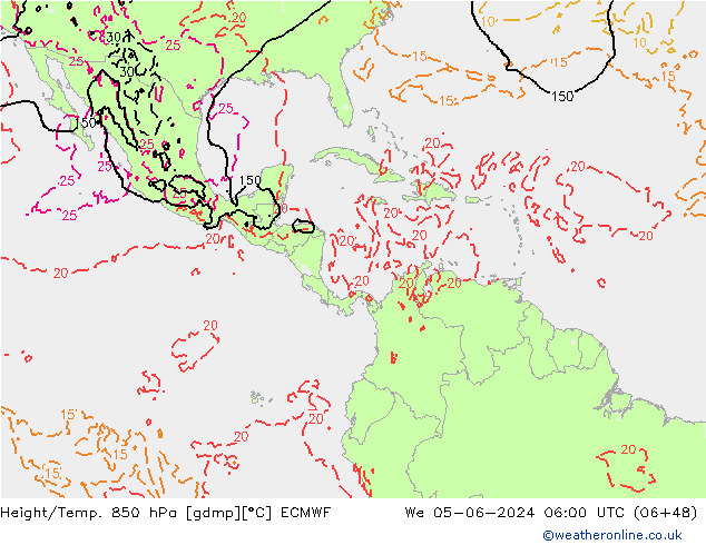 Z500/Regen(+SLP)/Z850 ECMWF wo 05.06.2024 06 UTC