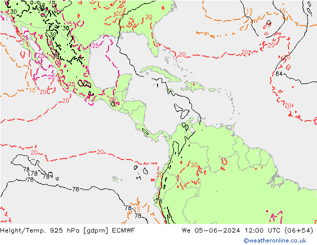 Height/Temp. 925 гПа ECMWF ср 05.06.2024 12 UTC