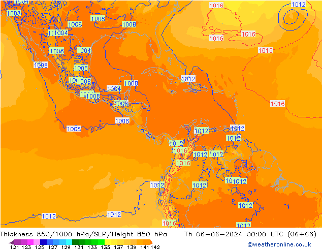 Thck 850-1000 hPa ECMWF gio 06.06.2024 00 UTC