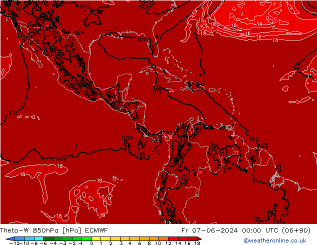 Theta-W 850hPa ECMWF ven 07.06.2024 00 UTC