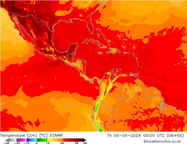 карта температуры ECMWF чт 06.06.2024 00 UTC