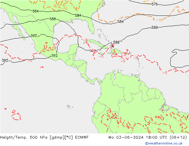 Z500/Rain (+SLP)/Z850 ECMWF lun 03.06.2024 18 UTC