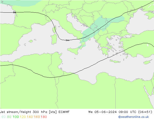 Straalstroom ECMWF wo 05.06.2024 09 UTC