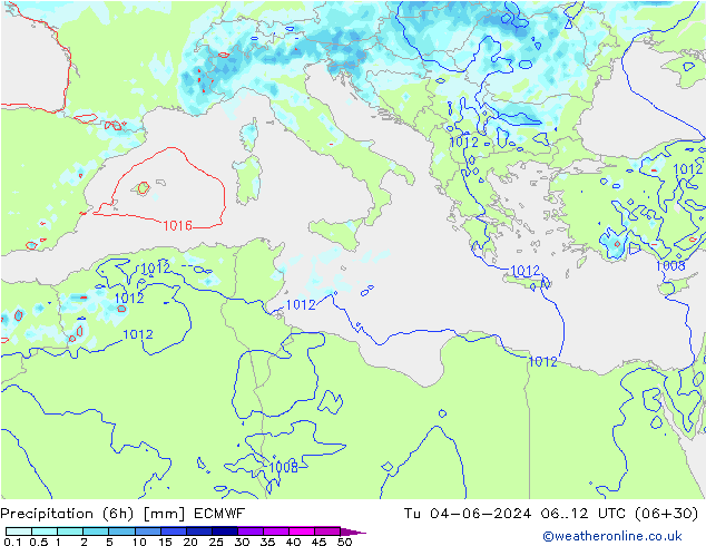 Z500/Rain (+SLP)/Z850 ECMWF вт 04.06.2024 12 UTC