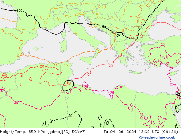 Z500/Rain (+SLP)/Z850 ECMWF mar 04.06.2024 12 UTC