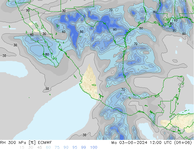 RH 300 hPa ECMWF Mo 03.06.2024 12 UTC