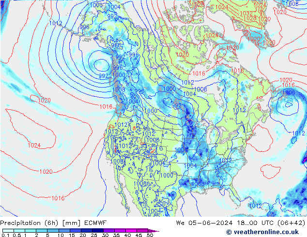 Precipitation (6h) ECMWF We 05.06.2024 00 UTC