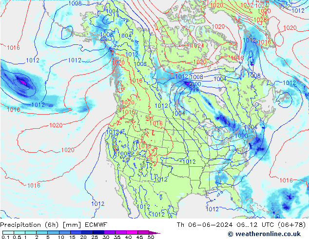 Z500/Rain (+SLP)/Z850 ECMWF gio 06.06.2024 12 UTC