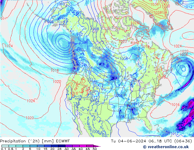 Precipitation (12h) ECMWF Tu 04.06.2024 18 UTC