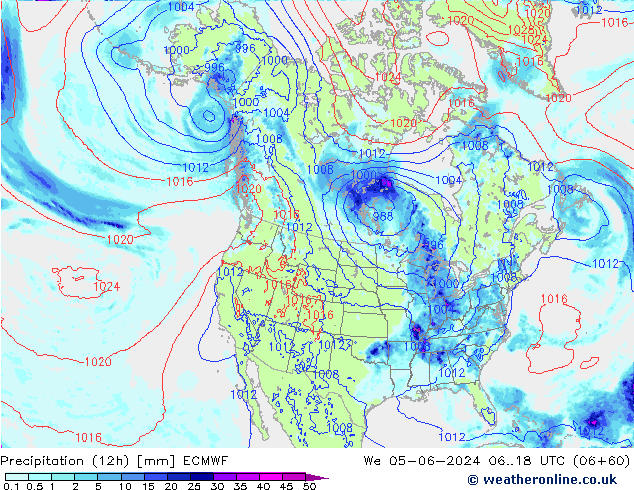 Precipitação (12h) ECMWF Qua 05.06.2024 18 UTC