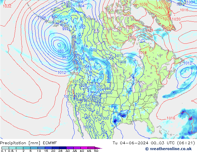 Srážky ECMWF Út 04.06.2024 03 UTC