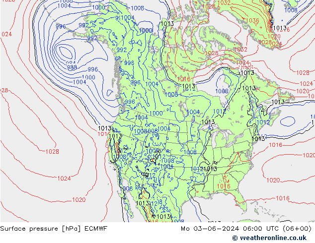 приземное давление ECMWF пн 03.06.2024 06 UTC