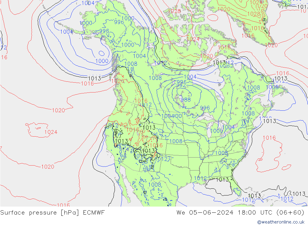 Luchtdruk (Grond) ECMWF wo 05.06.2024 18 UTC