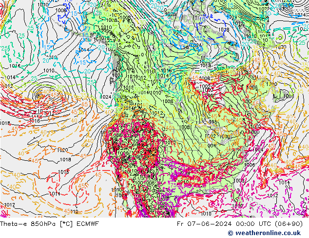 Theta-e 850hPa ECMWF Fr 07.06.2024 00 UTC