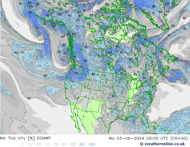 RH 700 hPa ECMWF Mo 03.06.2024 06 UTC